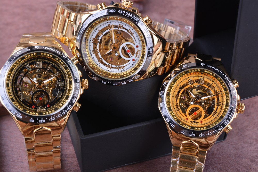 Winner Golden Bezel Automatic Watch 146417179 1