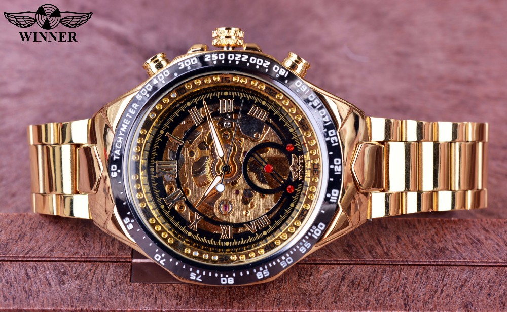 Winner Golden Bezel Automatic Watch 1899603563 1
