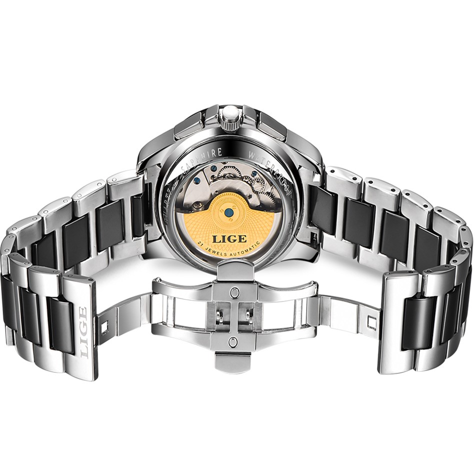 LIGE Brand Luxury Ceramic Automatic Watch for Men 2092266139 1