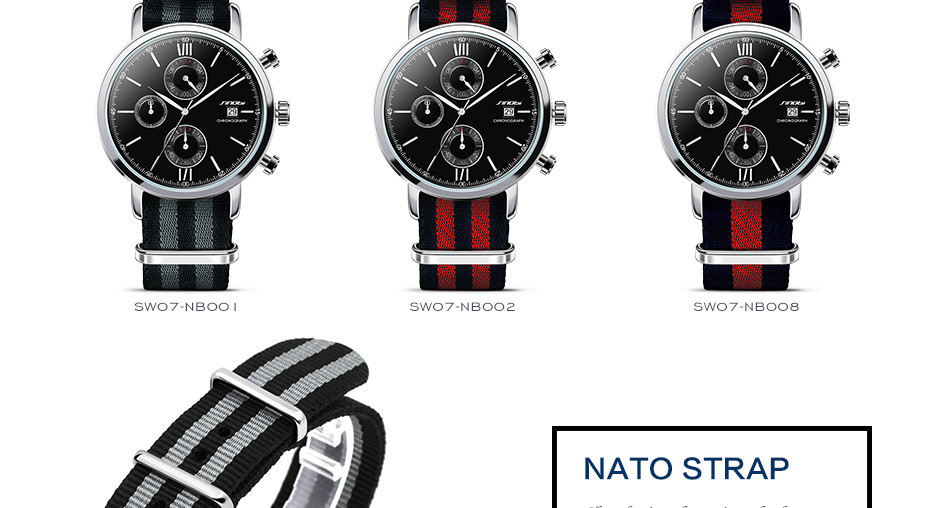 SINOBI Sports Chronograph Men NATO Strap 26582592 1