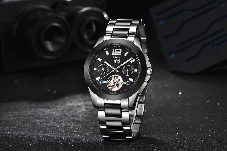 LIGE Brand Luxury Ceramic Automatic Watch for Men 583884948 1