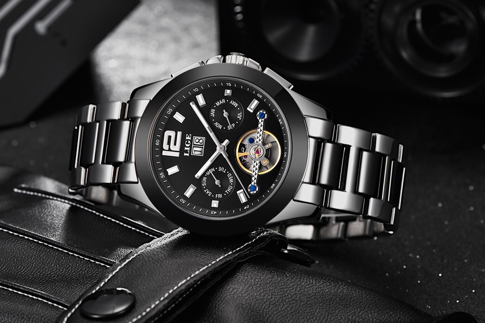 LIGE Brand Luxury Ceramic Automatic Watch for Men 63478487 1