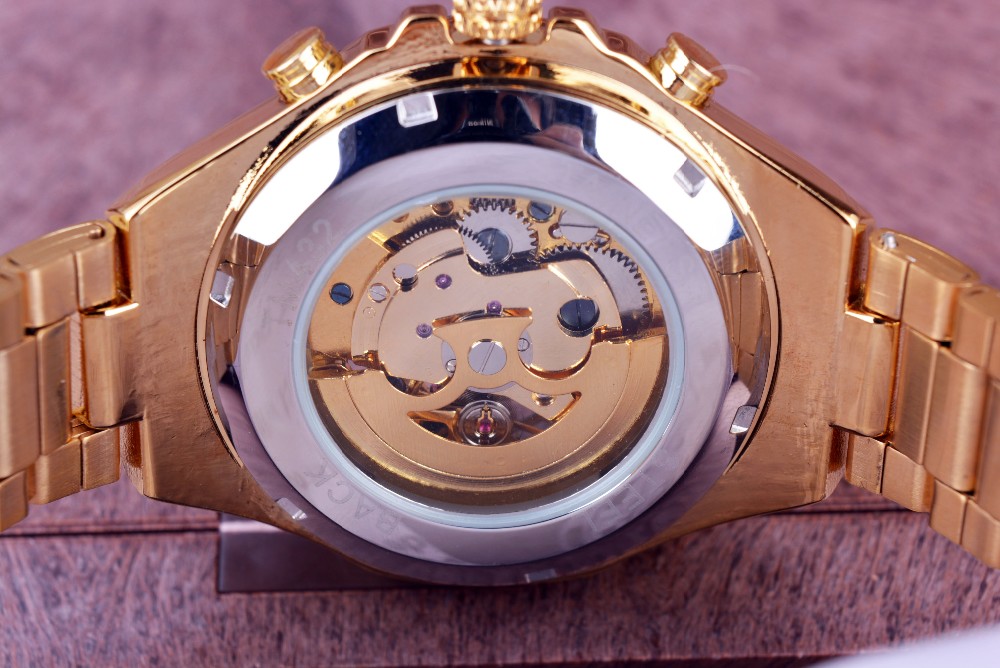 Winner Golden Bezel Automatic Watch 760897819 1