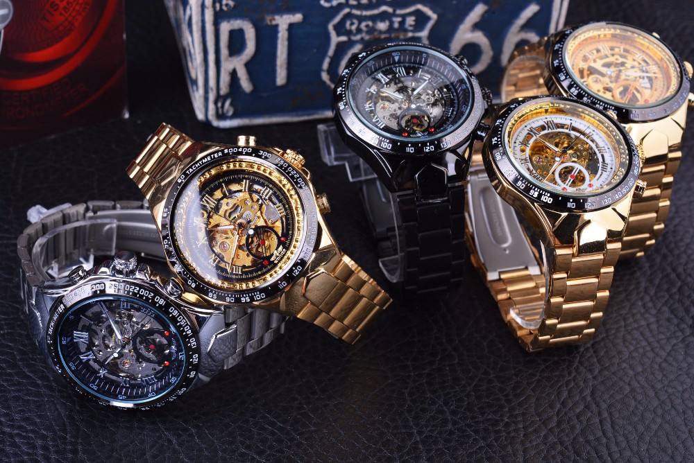 Winner Golden Bezel Automatic Watch 97926699 1